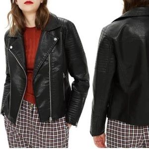 Topshop Faux Leather Vegan Moto Jacket Coat